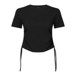 TriDri Women's TriDri Black Ruched Crop Top T Shirt tr069 black ft