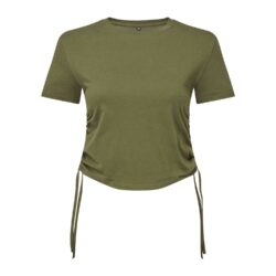 TriDri Women's TriDri Olive Ruched Crop Top T Shirt tr069 olive ft