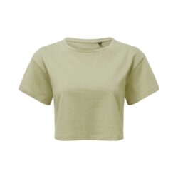 TriDri Women's TriDri Sage Green Crop Top T Shirt tr019 sagegreen ft2