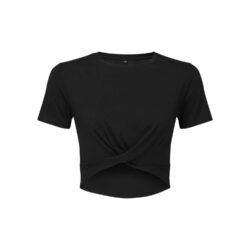 TriDri Women's TriDri Twist Black Crop Top T Shirt tr068 black ft2