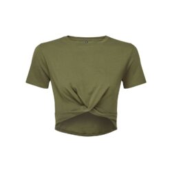 TriDri Women's TriDri Twist Olive Crop Top T Shirt tr068 olive ft2