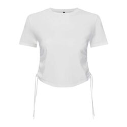 TriDri Women's TriDri White Ruched Crop Top T Shirt tr069 white ft
