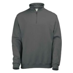 Awdis Just Hoods Sophomore Quarter Zip Charcoal Sweatshirt Jh046
