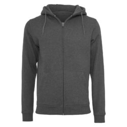 Build Your Brand Heavy Zip Charcoal Hoodie By012