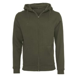 Build Your Brand Heavy Zip Olive Hoodie By012