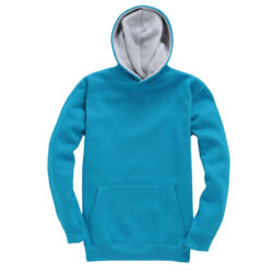 Cottonridge Kids Premium Contrast Turquoise Grey Hoodie W73k