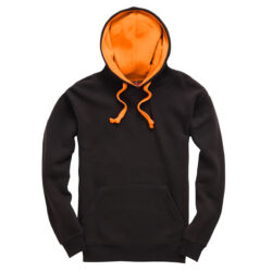 Cottonridge Premium Contrast Black Neon Orange Hoodie W73