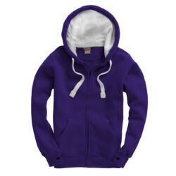 Cottonridge Ultra Premium Zip Purple Hoodie White Hood W81pf