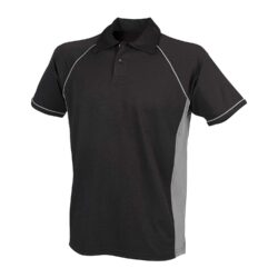 Finden & Hales Piped Performance Black Grey Polo Shirt Lv370 Black Gunmetalgrey
