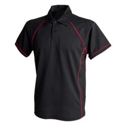 Finden & Hales Piped Performance Black Red Polo Shirt Lv370 Black Red