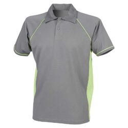 Finden & Hales Piped Performance Grey Lime Polo Shirt Lv370 Gunmetalgrey Lime