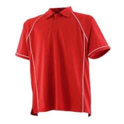 Finden & Hales Piped Performance Red White Polo Shirt Lv370 Red White