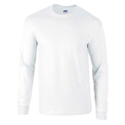 Gildan Ultra Cotton Long Sleeve White T Shirt Gd014