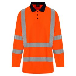 Pro Rtx High Visibility Long Sleeve Orange Navy Polo Shirt Rx715