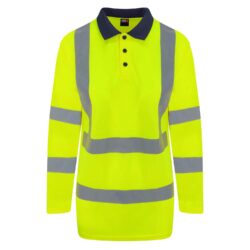 Pro Rtx High Visibility Long Sleeve Yellow Navy Polo Shirt Rx715
