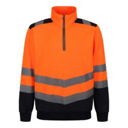 Regatta High Visibility Pro Hi Vis 1 4 Zip Orange Navy Sweatshirt Rg466 Orange Navy