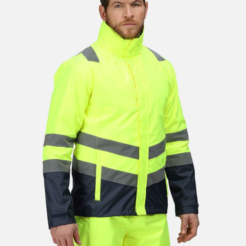 Regatta High Visibility Pro Hi Vis 3 In 1 Yellow Jacket Rg450 Yellow Navy Front
