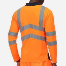 Regatta High Visibility Pro Hi Vis Long Sleeve Orange Polo Shirt Rg464 Model Back