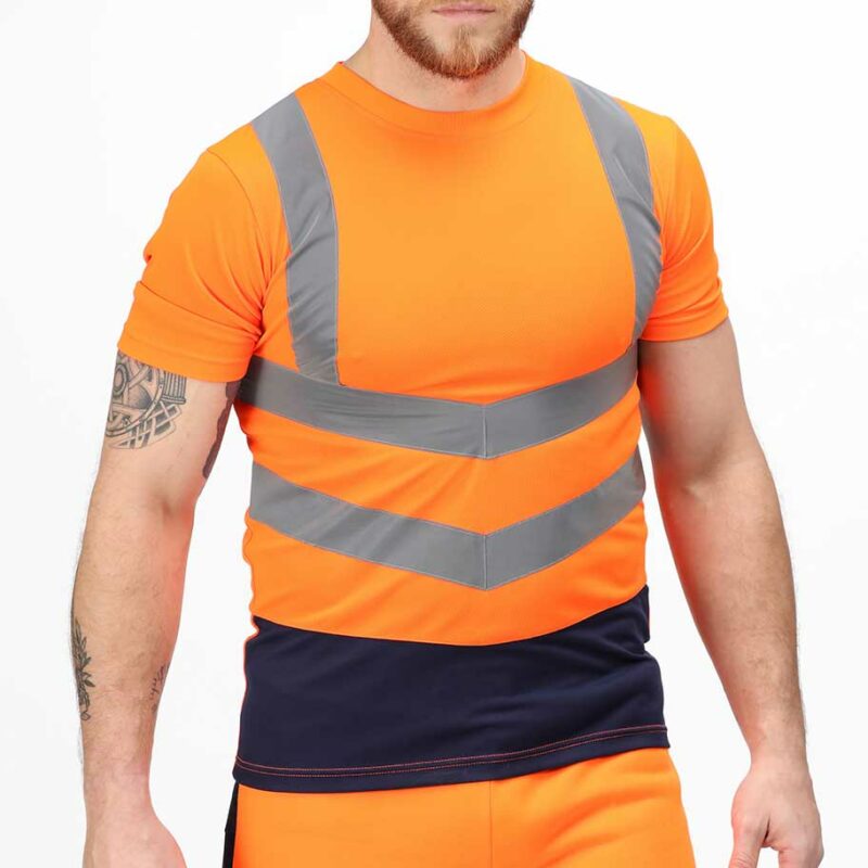 Regatta High Visibility Pro Hi Vis Short Sleeve Orange T Shirt Rg463 Front Model