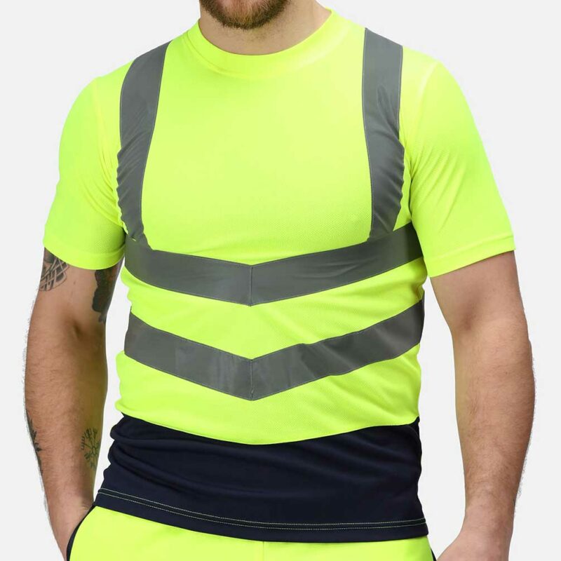 Regatta High Visibility Pro Hi Vis Short Sleeve Yellow T Shirt Rg463 Model Front