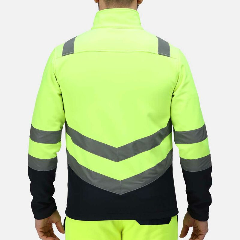 Regatta High Visibility Pro Hi Vis Softshell Jacket Rg456 Yellow Back