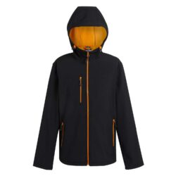 Regatta Professional Navigate 2 Layer Hooded Black Orange Softshell Jacket Rg594