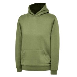 Uneek Childrens Military Green Hooded Sweatshirt Uc503