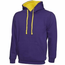 Uneek Contrast Hooded Purple Yellow Sweatshirt Uc507