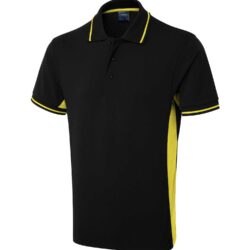 Uneek Two Tone Black Yellow Polo Shirt Uc117 Bl H